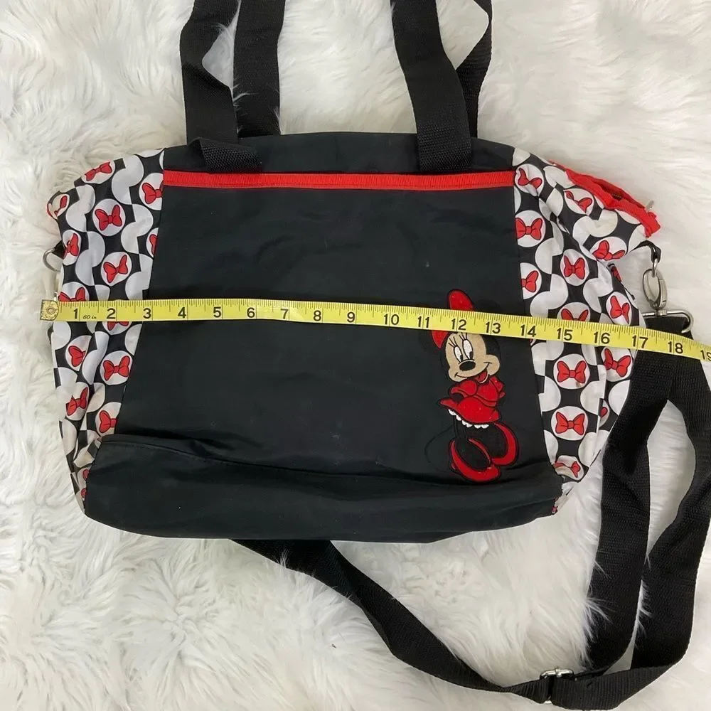 Disney Baby Minnie Mouse Black White Red Canvas Large Diaper Shoulder Bag